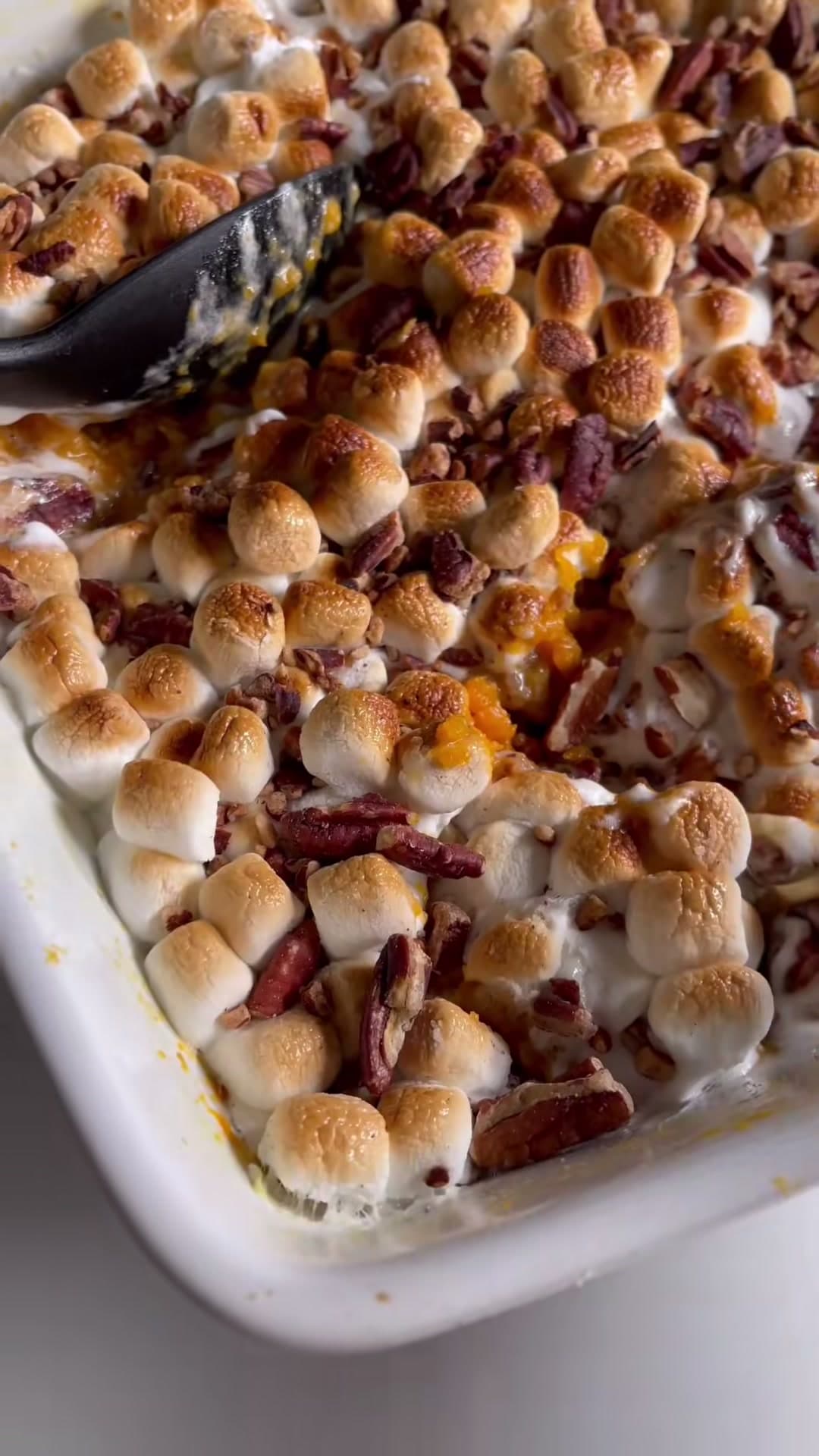 Creamy Sweet Potato Casserole with Toasted Marshmallow Top