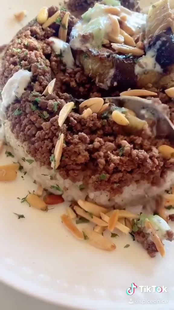 Mini Dome Rice with Beef and Eggplant